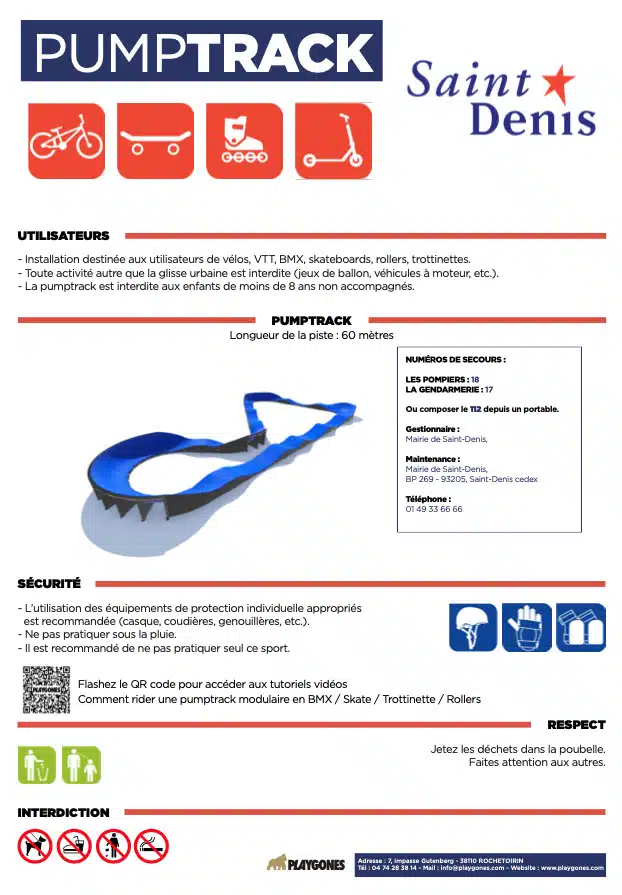 panneau-info-pumptrack-saint-denis règles de sécurité sur une pumptrack