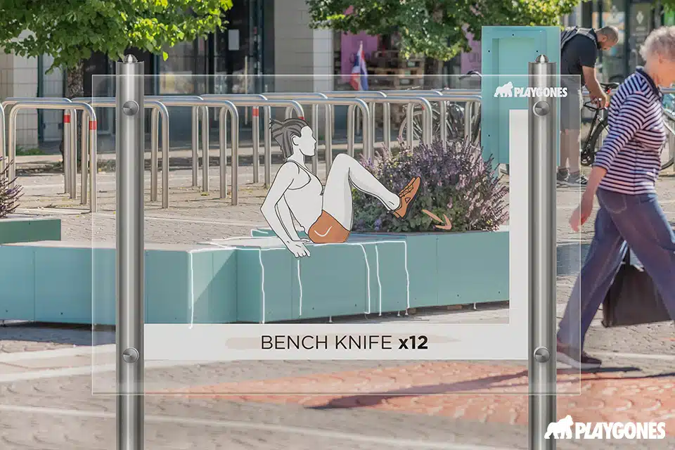 panneau-transparent-exercice-1 Panneau d'exercice transparent présentant une activité physique sur un banc Parkly