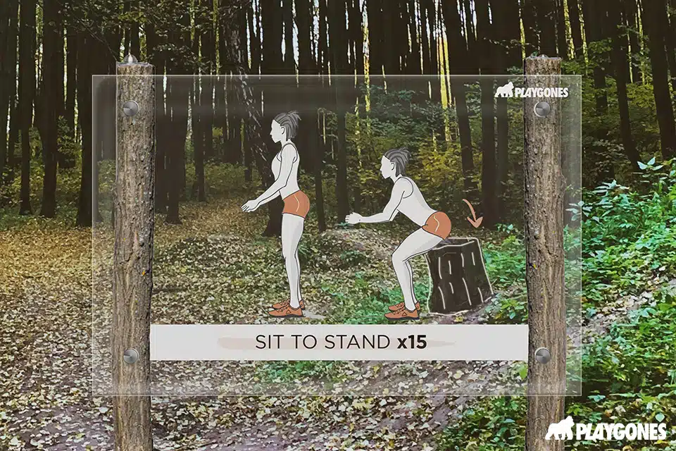 panneau-transparent-exercice-5 Dessin d'une femme faisant un exercice de renforcement musculaire sur un tronc d'arbre